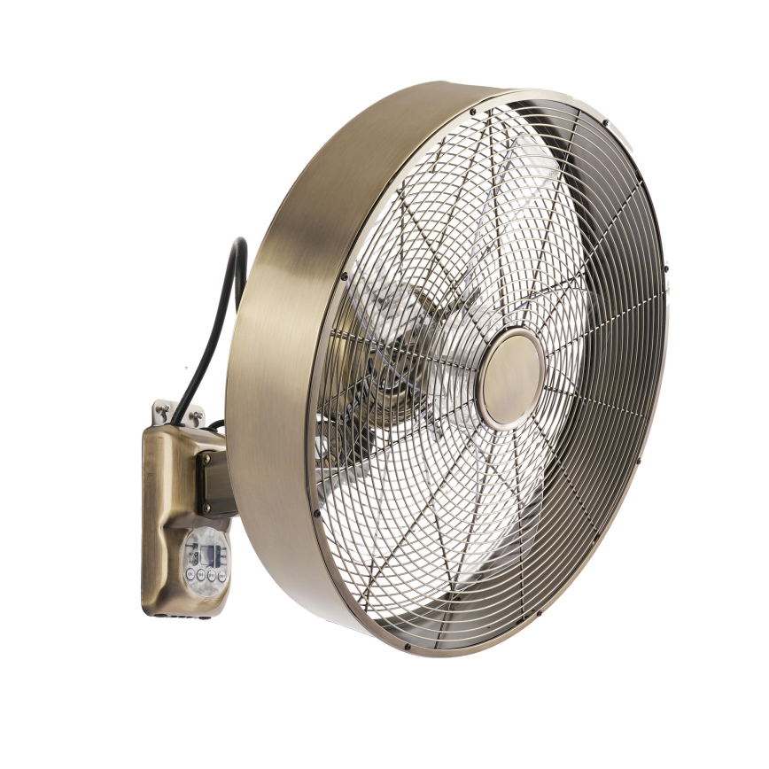 ZEVENTI - Ventilador de pared FANNY 50W/230V Ø 45 cm bronce + mando a distancia