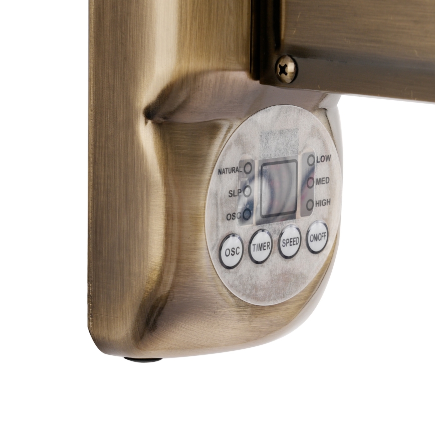 ZEVENTI - Ventilador de pared FANNY 50W/230V Ø 45 cm bronce + mando a distancia