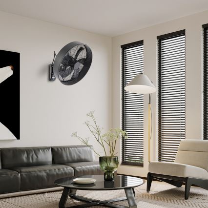 ZEVENTI - Ventilador de pared FANNY 50W/230V negro + mando a distancia