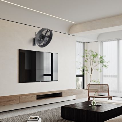 ZEVENTI - Ventilador de pared FANNY 50W/230V negro + mando a distancia
