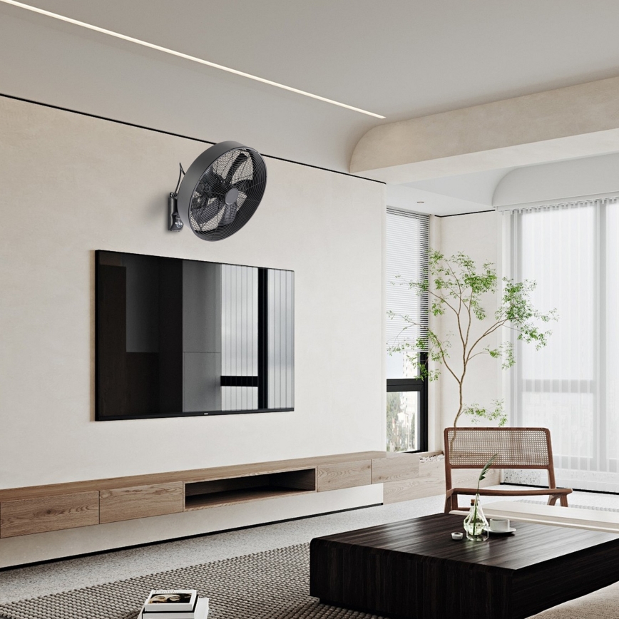 ZEVENTI - Ventilador de pared FANNY 50W/230V negro + mando a distancia
