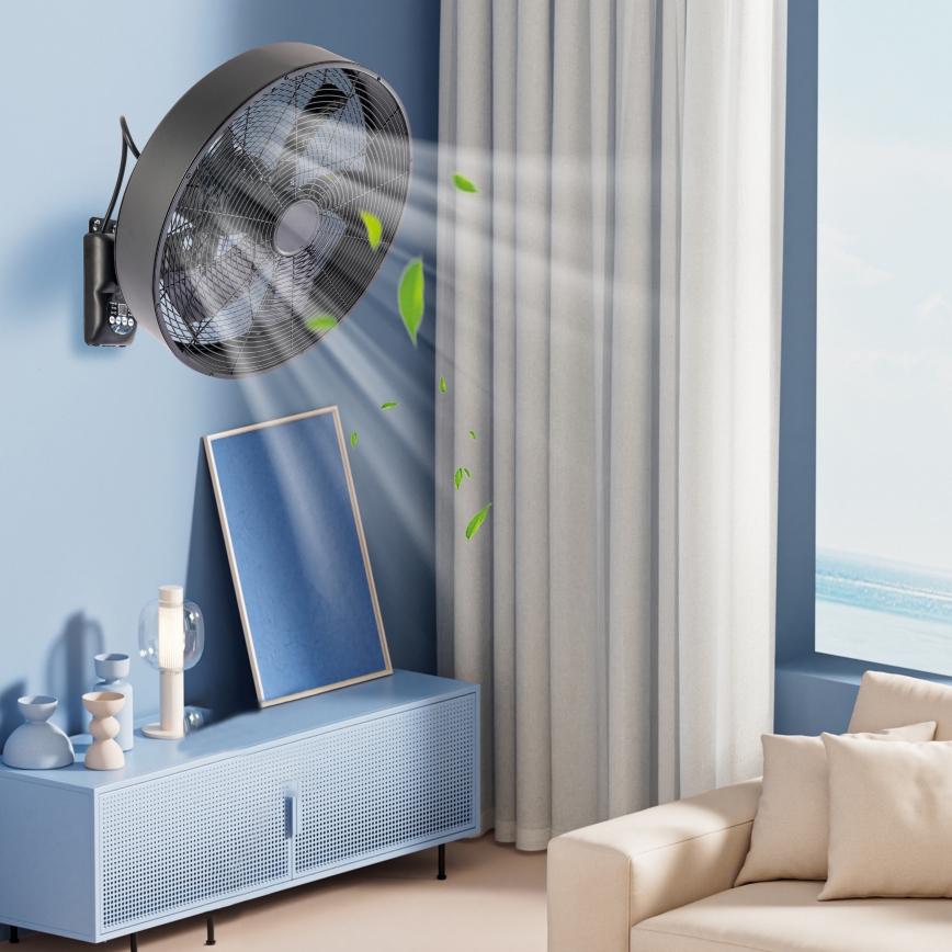 ZEVENTI - Ventilador de pared FANNY 50W/230V negro + mando a distancia