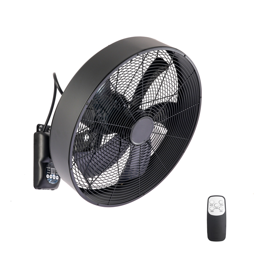 ZEVENTI - Ventilador de pared FANNY 50W/230V negro + mando a distancia