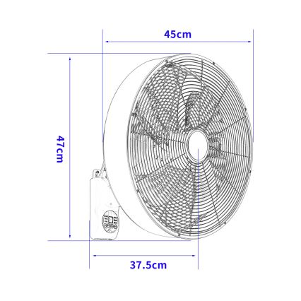 ZEVENTI - Ventilador de pared FANNY 50W/230V negro + mando a distancia