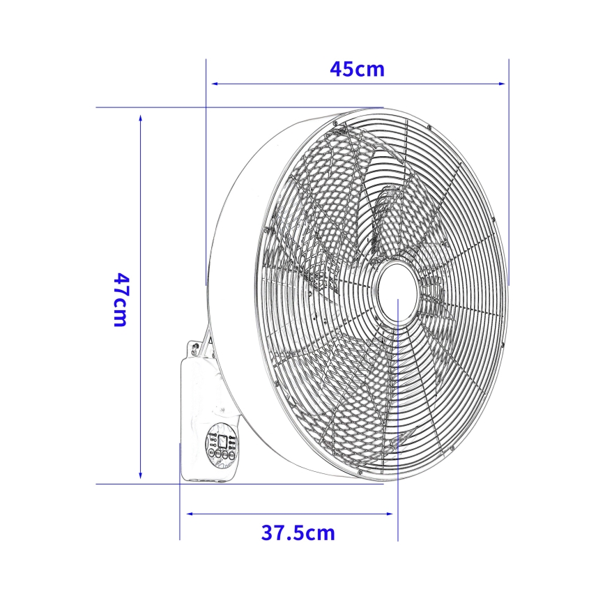 ZEVENTI - Ventilador de pared FANNY 50W/230V negro + mando a distancia