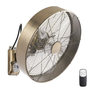 ZEVENTI - Ventilador de pared FANNY 50W/230V Ø 45 cm bronce + mando a distancia