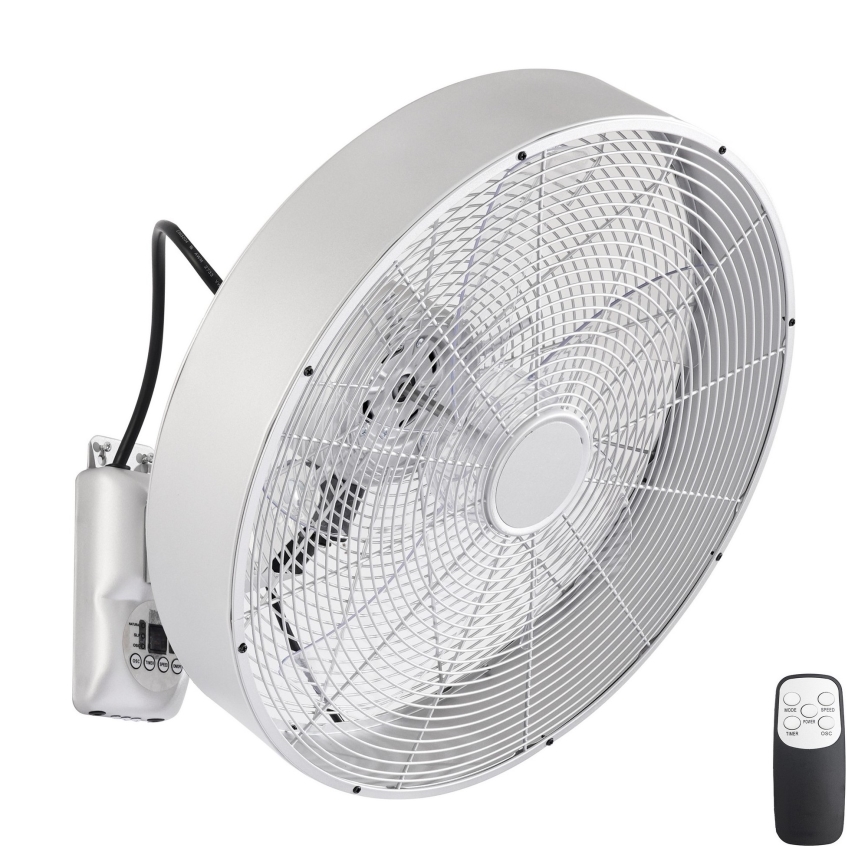 ZEVENTI - Ventilador de pared FANNY 50W/230V Ø 45 cm cromado mate + mando a distancia