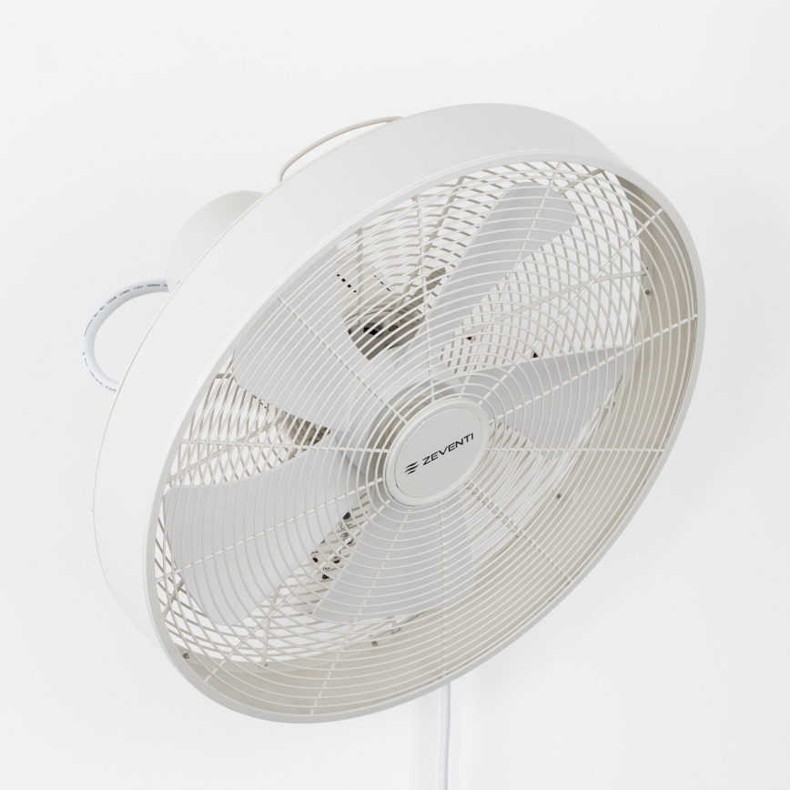 ZEVENTI - Ventilador de pared FREEZE 50W/230V diá. 40 cm blanco + control remoto