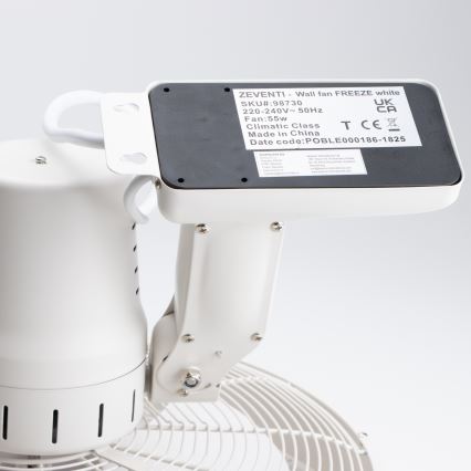 ZEVENTI - Ventilador de pared FREEZE 50W/230V diá. 40 cm blanco + control remoto