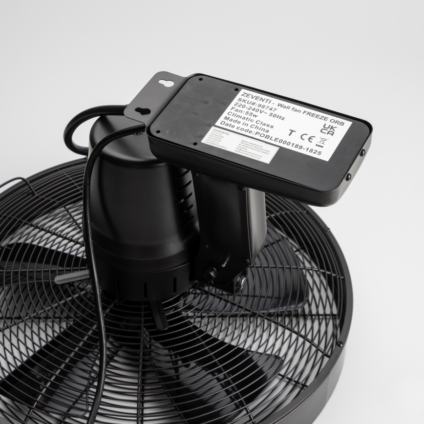 ZEVENTI - Ventilador de pared FREEZE 50W/230V diá. 40 cm negro + control remoto