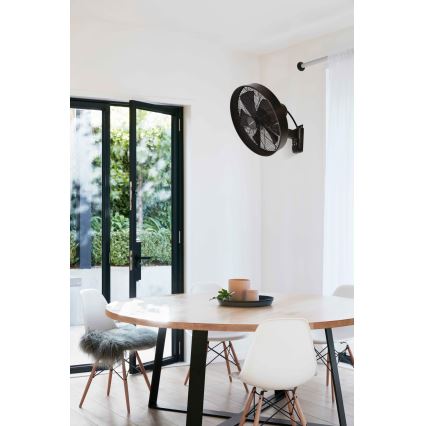 ZEVENTI - Ventilador de pared FREEZE 50W/230V diá. 40 cm negro/marrón + control remoto