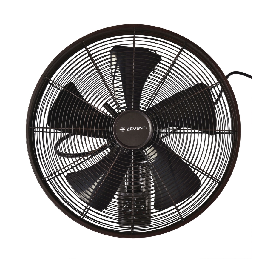 ZEVENTI - Ventilador de pared FREEZE 50W/230V diá. 40 cm negro/marrón + control remoto