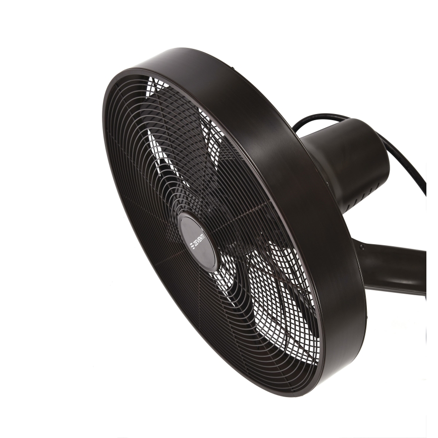 ZEVENTI - Ventilador de pared FREEZE 50W/230V diá. 40 cm negro/marrón + control remoto