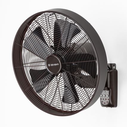 ZEVENTI - Ventilador de pared FREEZE 50W/230V diá. 40 cm negro/marrón + control remoto