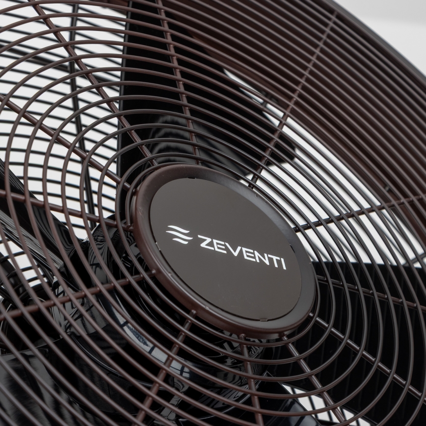 ZEVENTI - Ventilador de pared FREEZE 50W/230V diá. 40 cm negro/marrón + control remoto