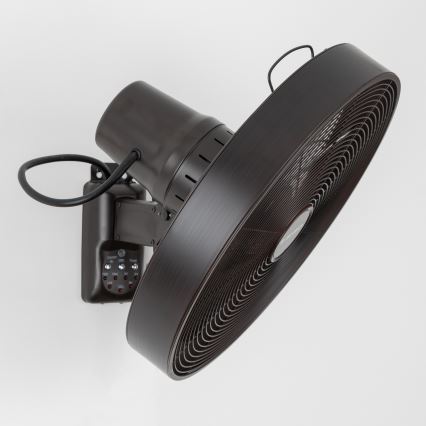ZEVENTI - Ventilador de pared FREEZE 50W/230V diá. 40 cm negro/marrón + control remoto