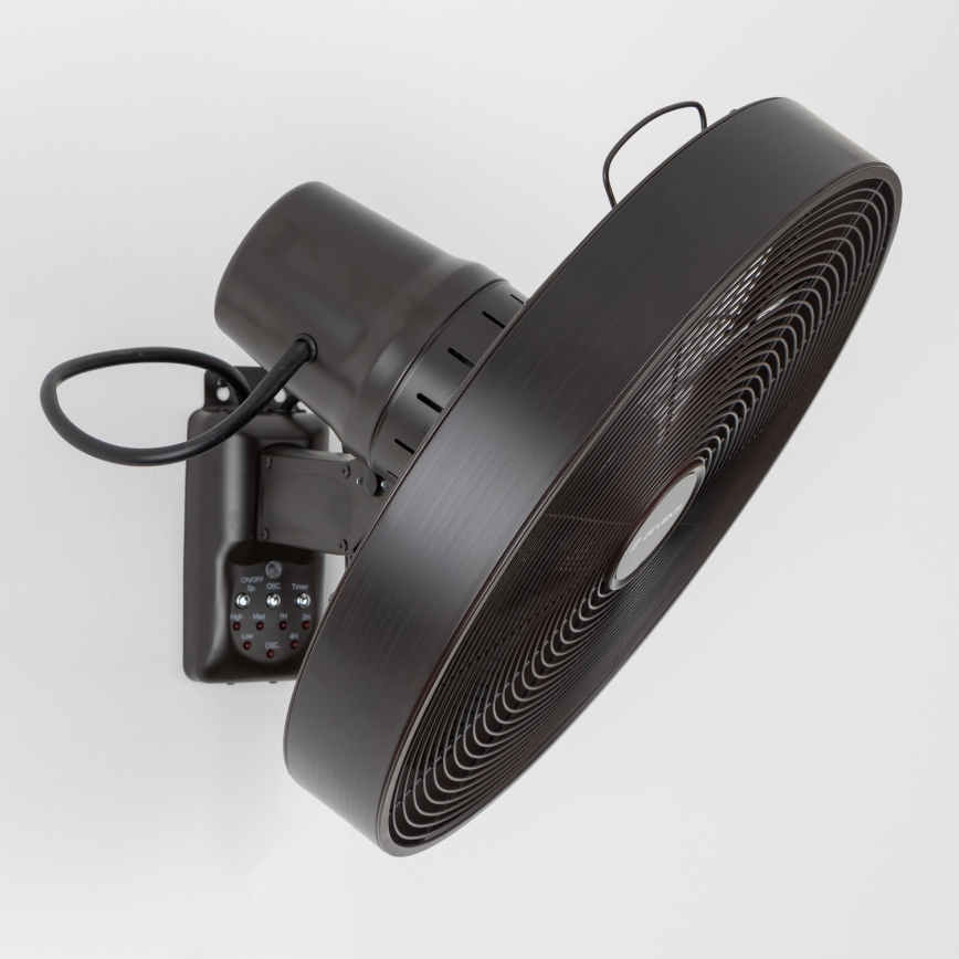 ZEVENTI - Ventilador de pared FREEZE 50W/230V diá. 40 cm negro/marrón + control remoto