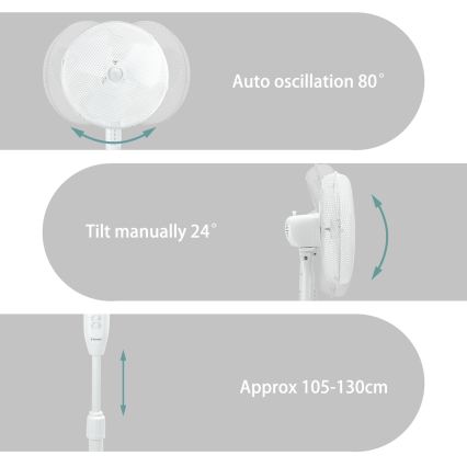 ZEVENTI - Ventilador de pie FLOW 40W/230V blanco