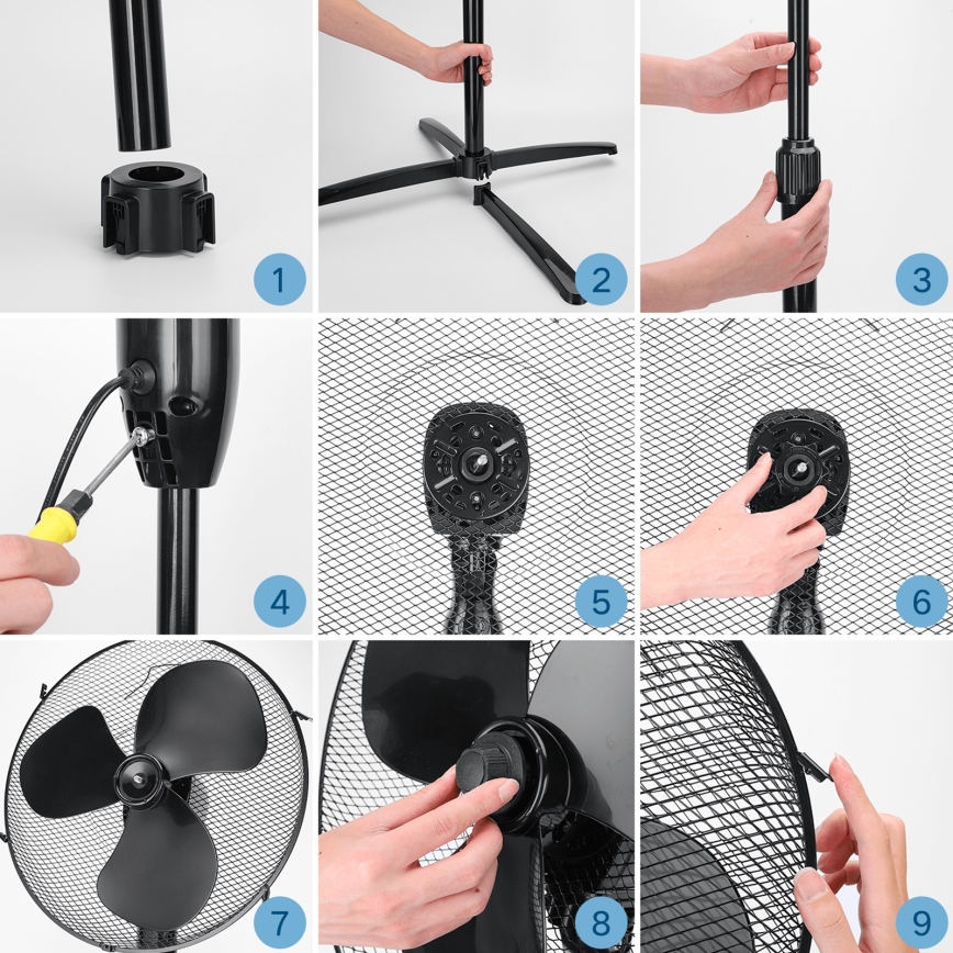 ZEVENTI - Ventilador de pie FLOW 40W/230V negro