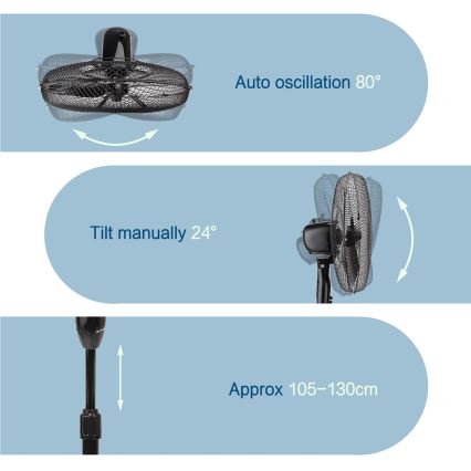 ZEVENTI - Ventilador de pie FLOW 40W/230V negro