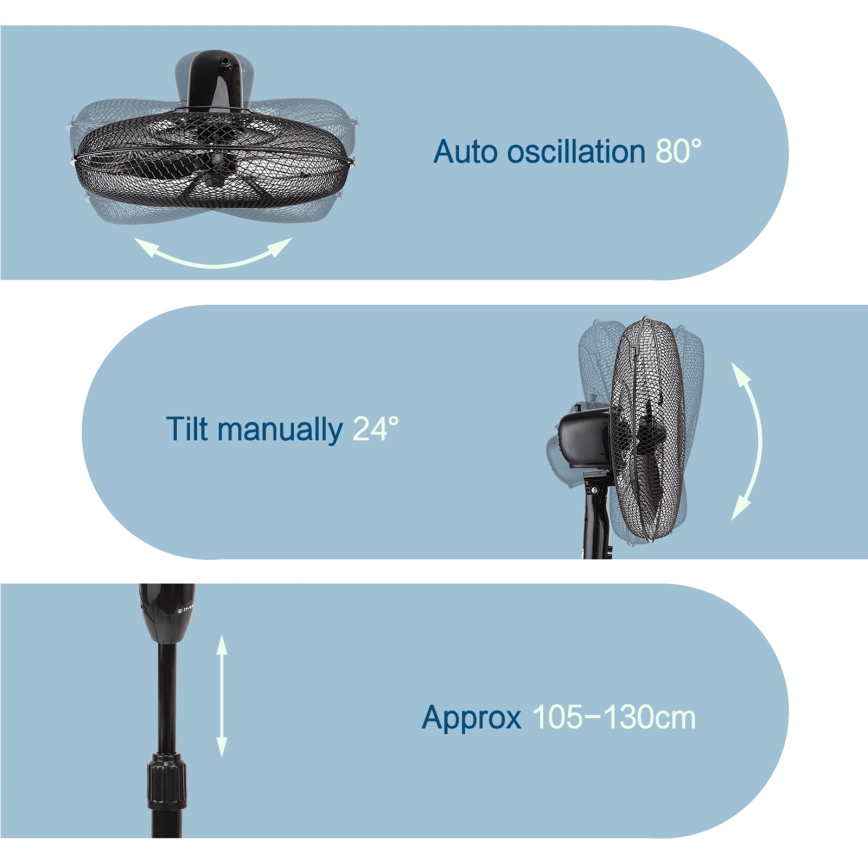 ZEVENTI - Ventilador de pie FLOW 40W/230V negro