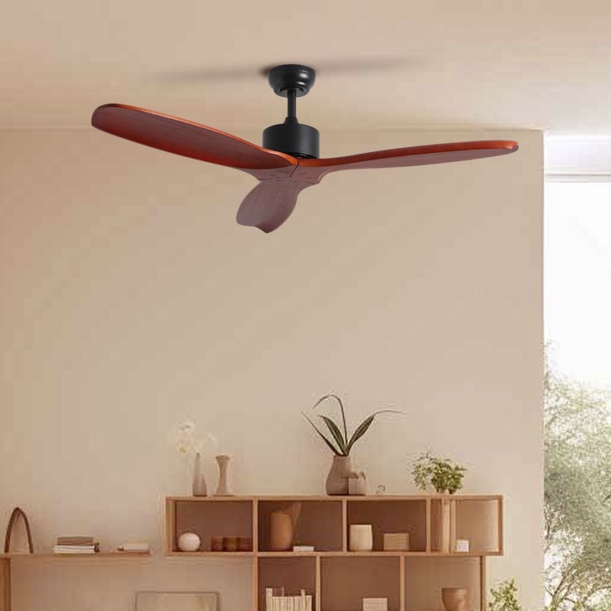 ZEVENTI - Ventilador de techo CUENCA Wi-Fi Tuya negro/roble + control remoto