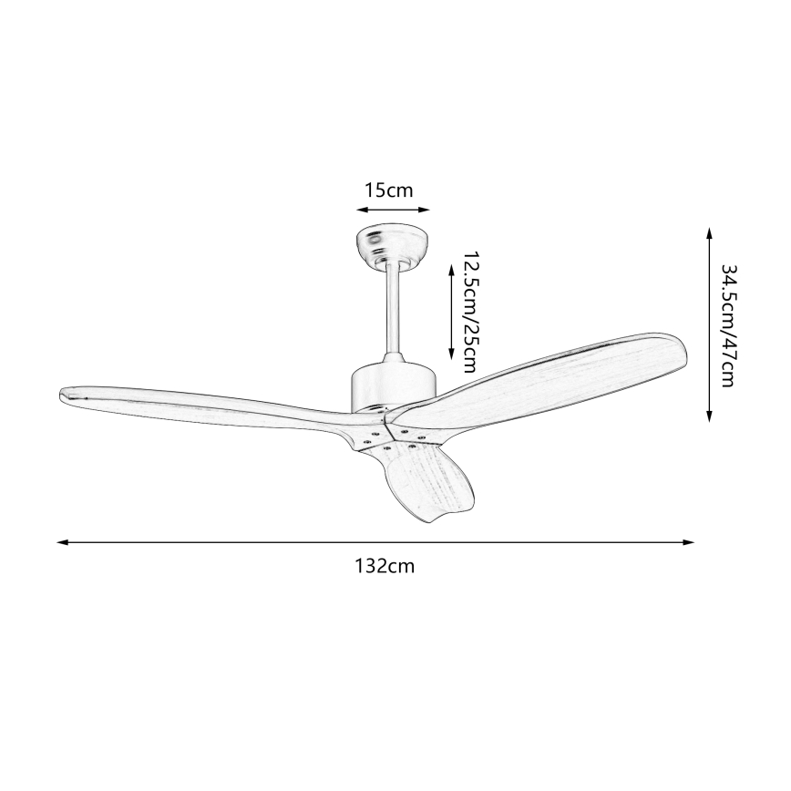 ZEVENTI - Ventilador de techo CUENCA Wi-Fi Tuya negro/roble + control remoto