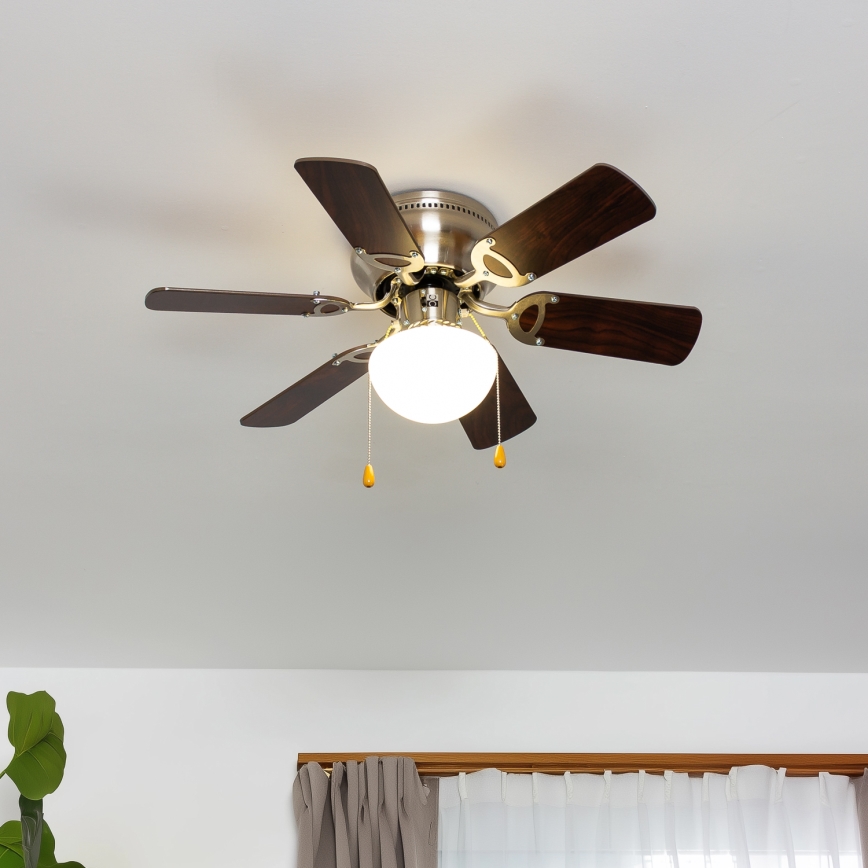 ZEVENTI - Ventilador de techo GALDANA 1xE27/60W/230V marrón/beige