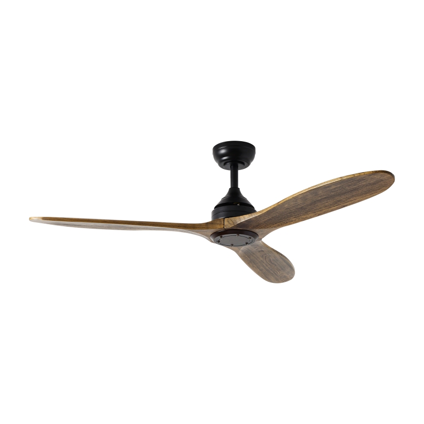 ZEVENTI - Ventilador de techo LAURIA Wi-Fi Tuya negro/roble + control remoto