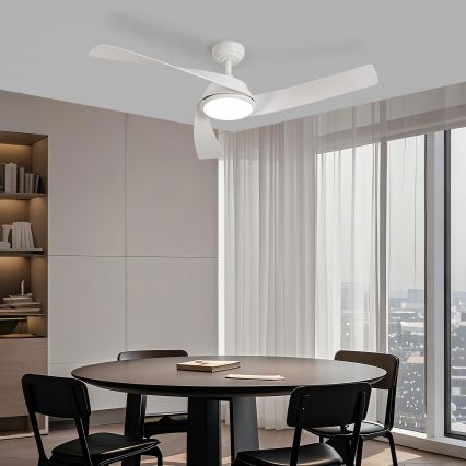 ZEVENTI - Ventilador de techo LED regulable AERYS LED/24W/230V 3000/4000/6000K Wi-Fi Tuya blanco + control remoto