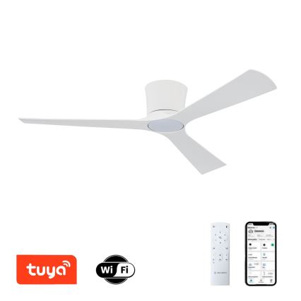 ZEVENTI - Ventilador de techo LED regulable AUREX LED/24W/230V 3000/4000/6000K Wi-Fi Tuya blanco + mando a distancia