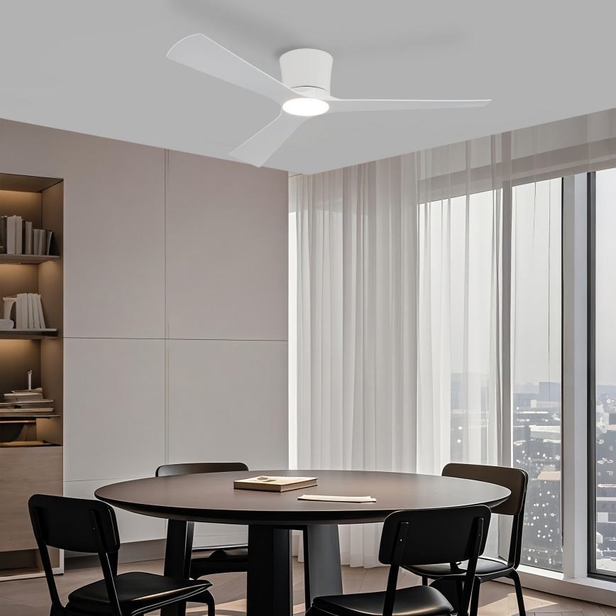 ZEVENTI - Ventilador de techo LED regulable AUREX LED/24W/230V 3000/4000/6000K Wi-Fi Tuya blanco + mando a distancia