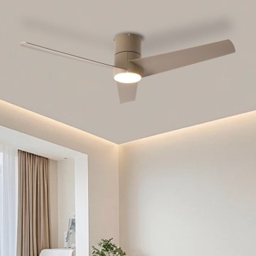 ZEVENTI - Ventilador de techo LED BARROSA LED/18W/230V 3000/4000/6000K Wi-Fi Tuya beige + mando a distancia