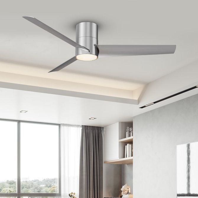 ZEVENTI - Ventilador de techo LED BARROSA LED/18W/230V 3000/4000/6000K Wi-Fi Tuya cromado mate + mando a distancia
