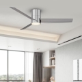 ZEVENTI - Ventilador de techo LED BARROSA LED/18W/230V 3000/4000/6000K Wi-Fi Tuya cromo mate + mando a distancia