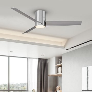 ZEVENTI - Ventilador de techo LED BARROSA LED/18W/230V 3000/4000/6000K Wi-Fi Tuya cromo mate + mando a distancia