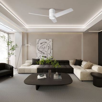 ZEVENTI - Ventilador de techo LED BARROSA LED/18W/230V 3000/4000/6000K Wi-Fi Tuya blanco + control remoto