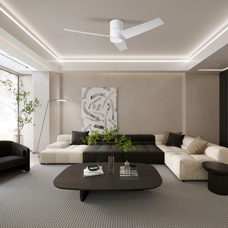 ZEVENTI - Ventilador de techo LED BARROSA LED/18W/230V 3000/4000/6000K Wi-Fi Tuya blanco + control remoto