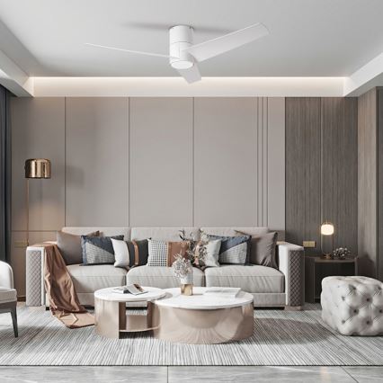 ZEVENTI - Ventilador de techo LED BARROSA LED/18W/230V 3000/4000/6000K Wi-Fi Tuya blanco + mando a distancia