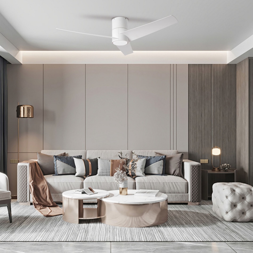 ZEVENTI - Ventilador de techo LED BARROSA LED/18W/230V 3000/4000/6000K Wi-Fi Tuya blanco + mando a distancia