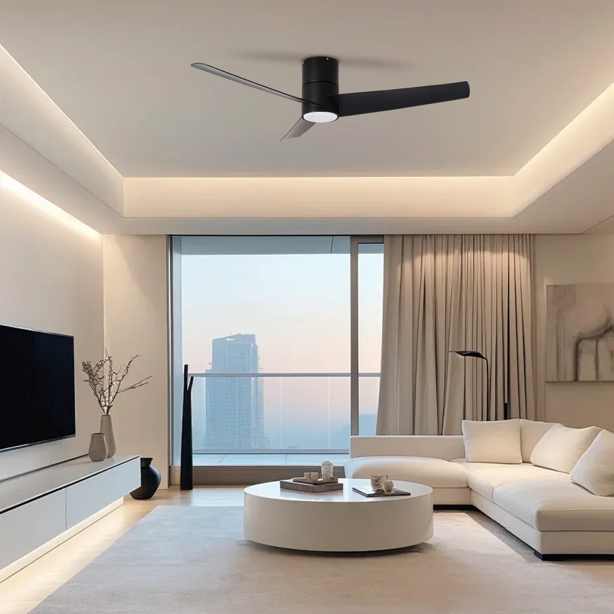 ZEVENTI - Ventilador de techo LED BARROSA LED/18W/230V 3000/4000/6000K Wi-Fi Tuya negro + control remoto