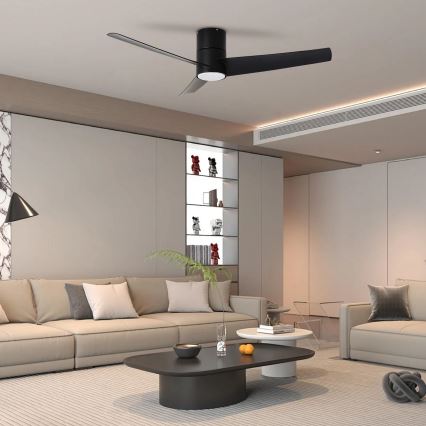 ZEVENTI - Ventilador de techo LED BARROSA LED/18W/230V 3000/4000/6000K Wi-Fi Tuya negro + control remoto