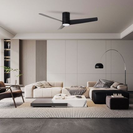 ZEVENTI - Ventilador de techo LED BARROSA LED/18W/230V 3000/4000/6000K Wi‑Fi Tuya negro + mando a distancia