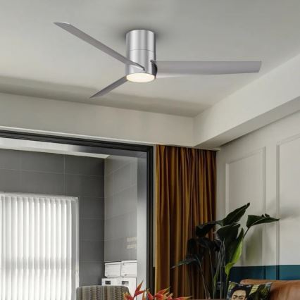 ZEVENTI - Ventilador de techo LED BARROSA LED/18W/230V 3000/4000/6000K Wi-Fi Tuya cromado mate + mando a distancia