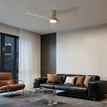 ZEVENTI - Ventilador de techo LED BARROSA LED/18W/230V 3000/4000/6000K Wi-Fi Tuya beige + mando a distancia