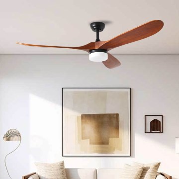 ZEVENTI - Ventilador de techo LED GINOSA LED/18W/230V 3000-6000K Wi-Fi Tuya negro/roble + mando a distancia