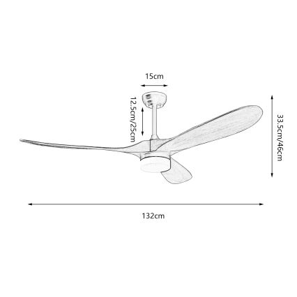 ZEVENTI - Ventilador de techo LED GINOSA LED/18W/230V 3000-6000K Wi-Fi Tuya negro/roble + mando a distancia