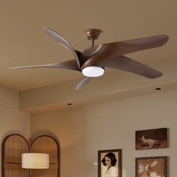 ZEVENTI - Ventilador de techo LED LUCCA LED/18W/230V 3000-6000K Wi-Fi Tuya marrón + mando a distancia