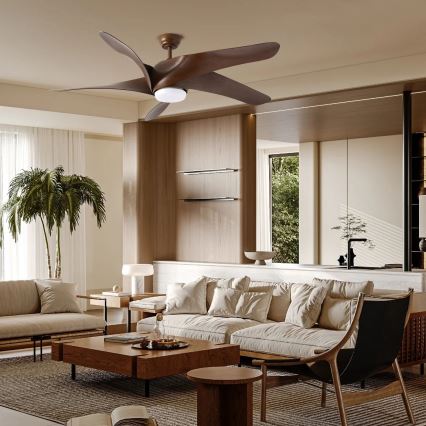 ZEVENTI - Ventilador de techo LED LUCCA LED/18W/230V 3000-6000K Wi-Fi Tuya marrón + mando a distancia