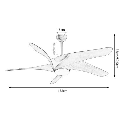 ZEVENTI - Ventilador de techo LED LUCCA LED/18W/230V 3000-6000K Wi-Fi Tuya marrón + mando a distancia